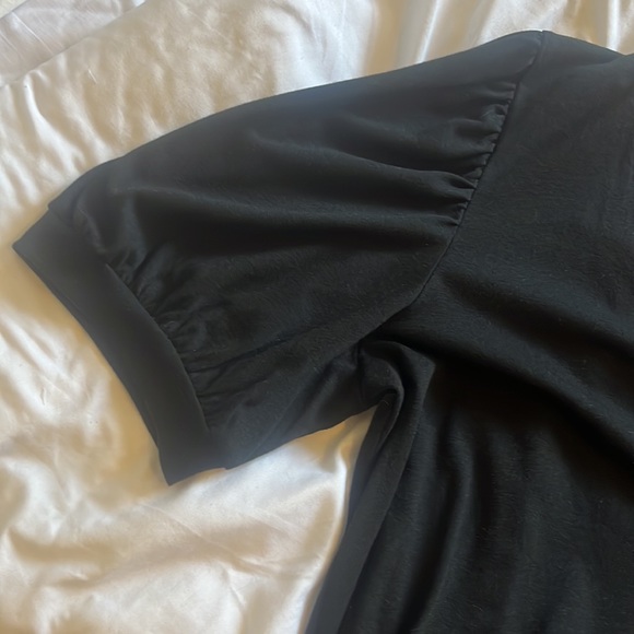 Women Casual V-Neck T-Shirts Loose Puff Short Sleeve Tops Tunic Blouse - Picture 2 of 3